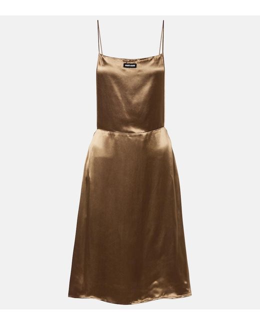 Miu Miu Brown Open-Back Satin Minidress