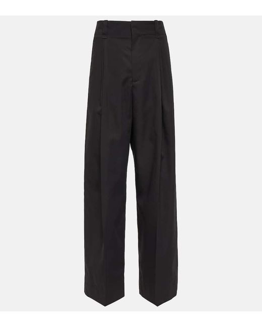 Pantalones anchos de seda y algodon Bottega Veneta de color Black