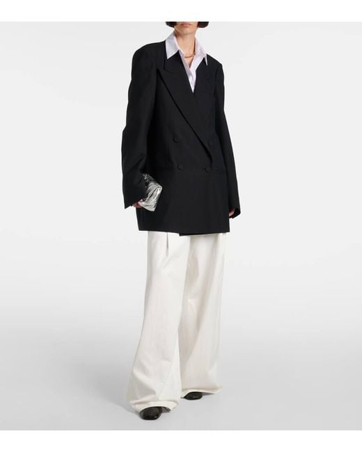 Dries Van Noten Black Double-Breasted Wool Blazer