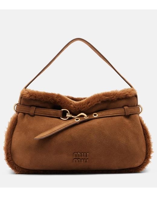 Miu Miu Brown Aventure Suede Shoulder Bag