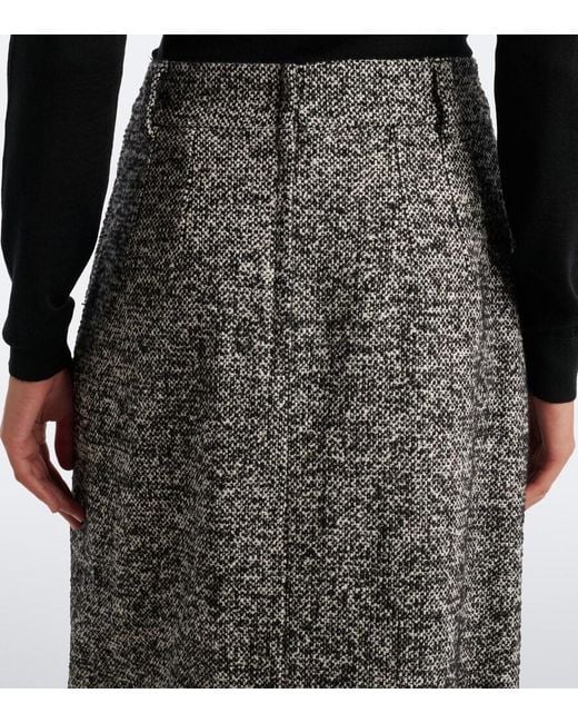 Dolce & Gabbana Gray Wool, Silk, And Alpaca-Blend Tweed Pencil Skirt