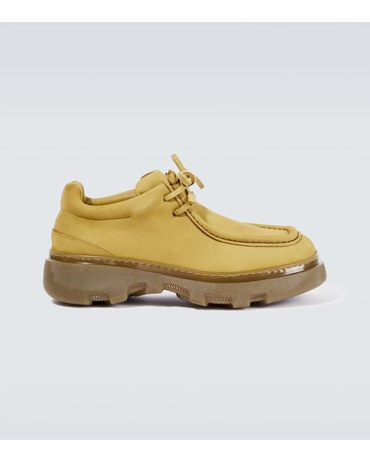 Burberry Yellow Ekd Leather Boat Shoes for men