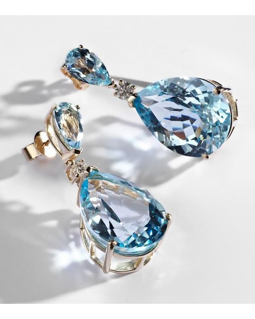 Mateo Blue Ohrringe Sophia Aus 14Kt Gelbgold Mit Diamanten Und Topas