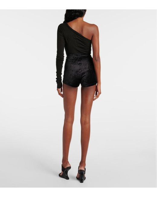 Rick Owens Black Lilies Dirt Velvet Jersey Shorts