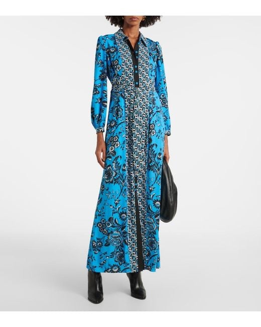 Diane von Furstenberg Blue Joshua Printed Maxi Dress