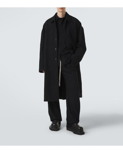 Rick Owens Black Brad Virgin Wool Coat for men
