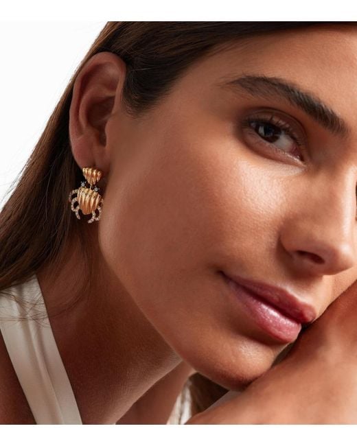 Yvonne Léon Metallic Crabe Coquillage 9Kt Earrings With Diamonds