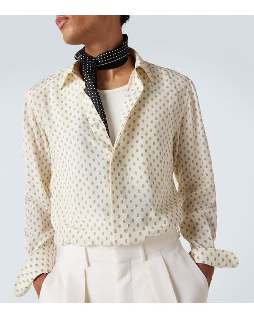 Tom Ford White Paisley Silk Crepe De Chine Shirt for men