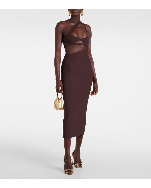 Nensi Dojaka Purple Asymmetric Silk Midi Dress