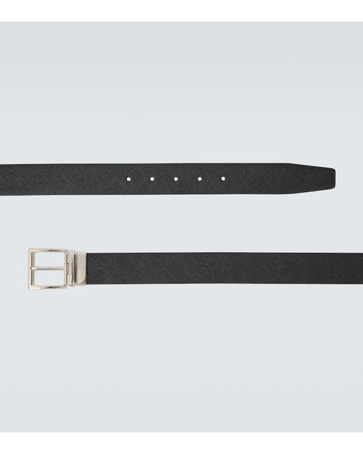 Prada Black Saffiano Reversible Leather Belt for men