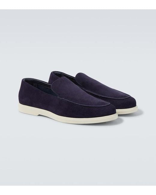 Frescobol Carioca Blue Miguel Suede Loafers for men