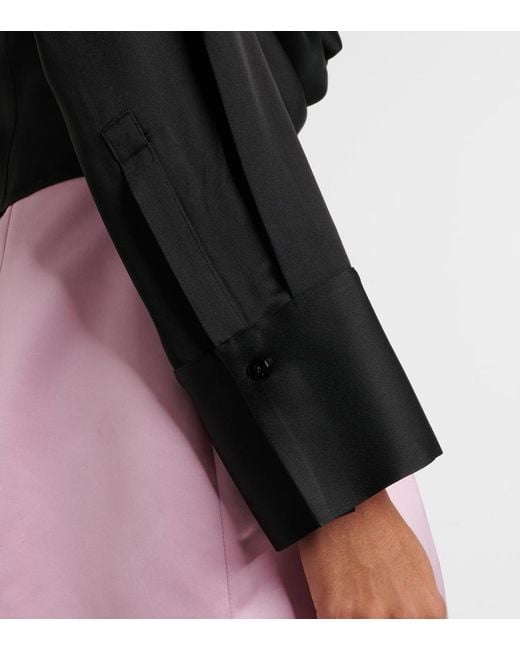 Blumarine Black Envers Draped Satin Top