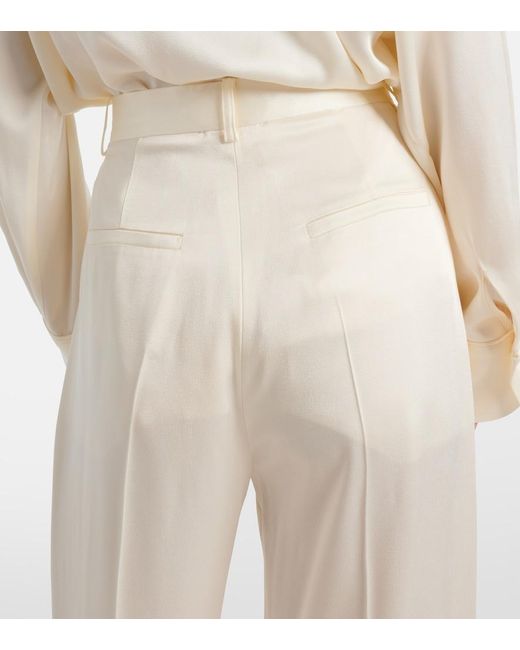 Victoria Beckham White Satin Wide-Leg Pants