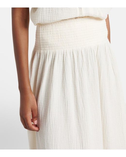 Velvet White Mazie Cotton Gauze Midi Skirt