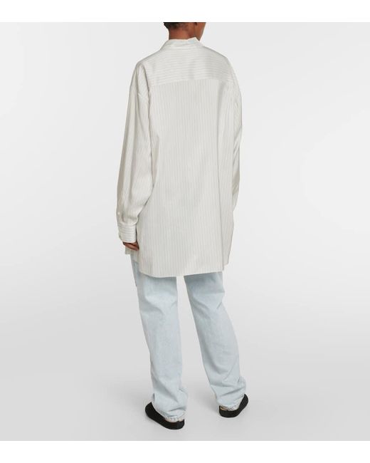 Camicia oversize gessata Luka in seta di The Row in White