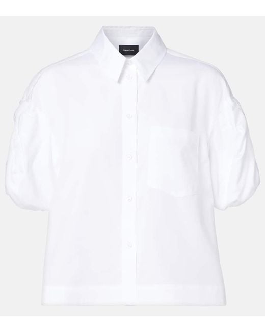 Camisa Cropped En Popelin De Algodon Simone Rocha de color White