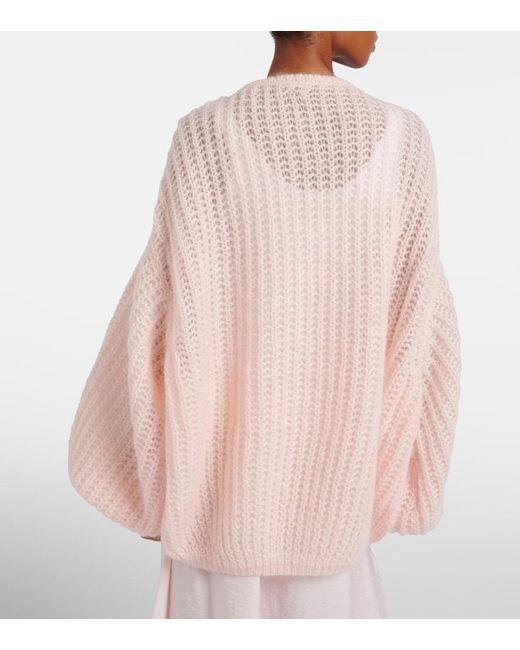 Totême Pink Open-Knit Oversized Mohair-Blend Cardigan