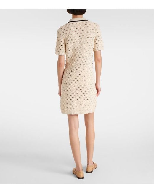 FRAME Natural Bauble Pointelle Cotton Polo Dress