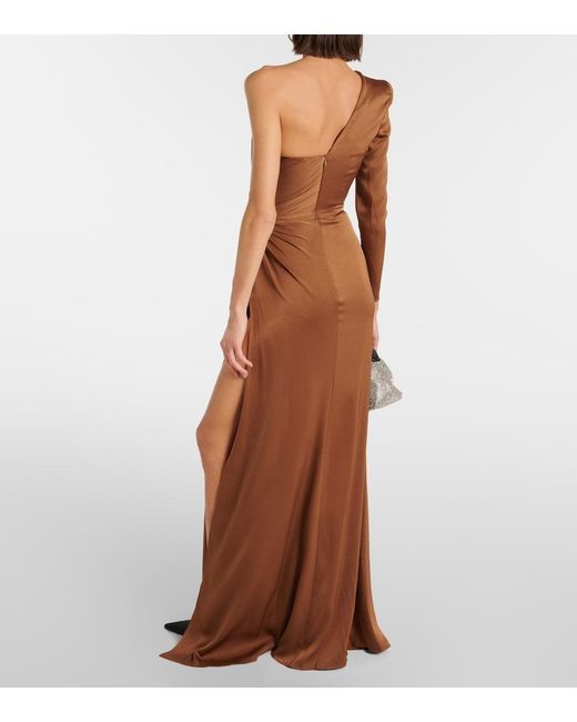 Alex Perry Brown One-Shoulder Satin Gown