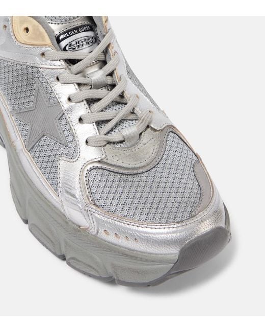 Golden Goose Deluxe Brand Gray Lightstar Metallic Leather And Mesh Sneakers