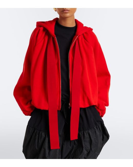 Patou Red Cotton Zip-Up Hoodie