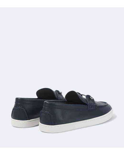 Christian Louboutin Blue Chambeliboat Suede Boat Shoes for men
