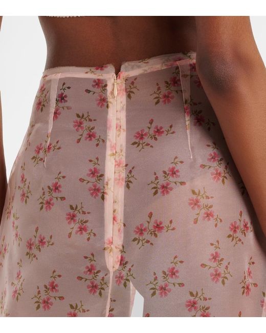 Simone Rocha Pink Floral Midi Skirt