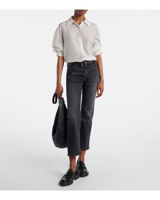 7 For All Mankind Blue Calie Straight Cropped Mid-Rise Straight Jeans