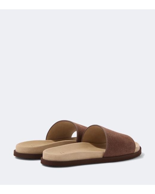 Brunello Cucinelli Brown Suede Slides for men
