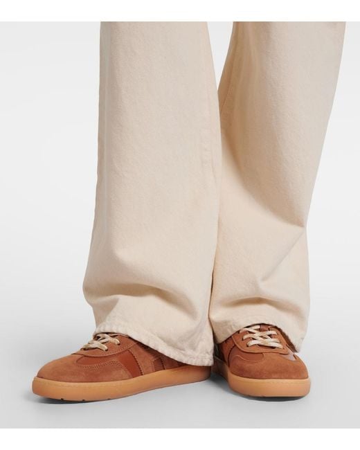 Hogan Brown Cool Suede-Trimmed Leather Sneakers