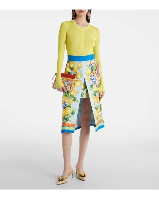 Dolce & Gabbana Yellow Ribbed-Knit Sweater
