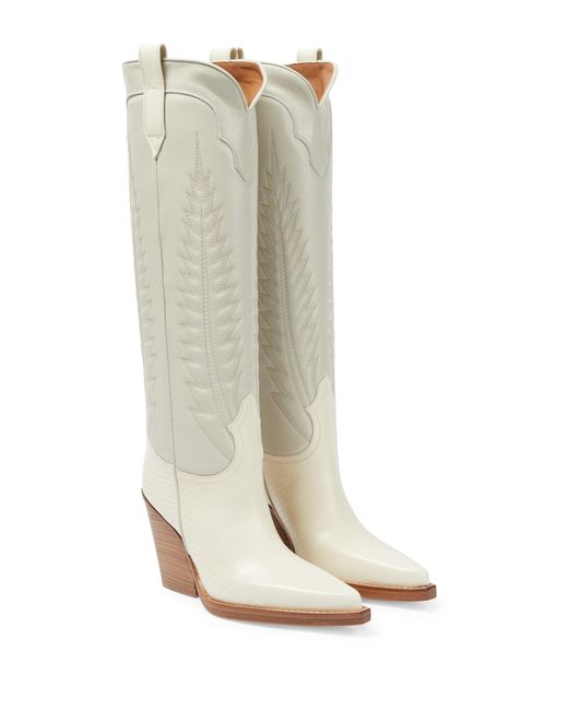 Paris Texas Leather Cowboy Boots in White Lyst