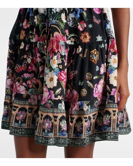 Vestido Corto De Seda Con Cristales Camilla de color Black