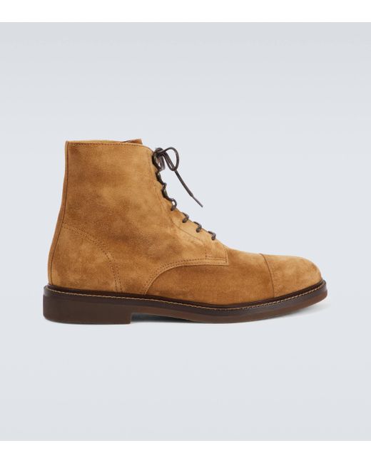 Brunello Cucinelli Brown Suede Ankle Boots for men