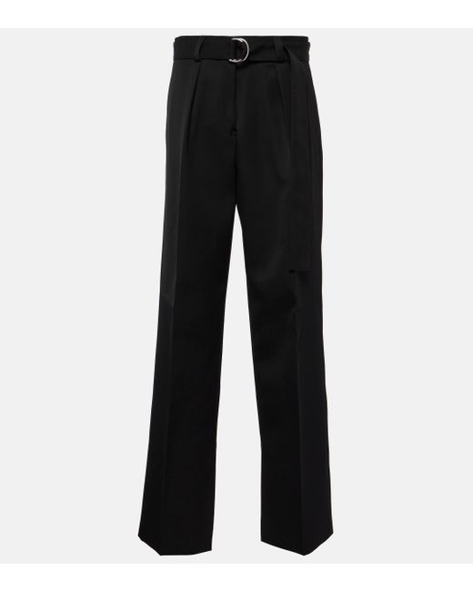 Pantalon ample a taille haute en laine Jil Sander en coloris Black
