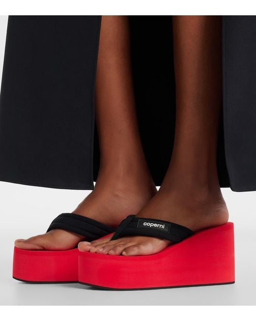 Coperni Red Logo Platform Thong Sandals