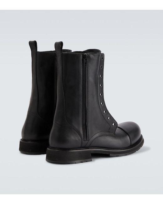 Balenciaga Black Truck Leather Combat Boots for men