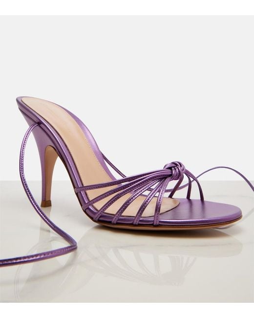 Gianvito Rossi Purple Metallic Leather Sandals