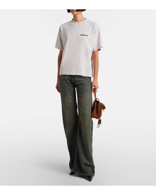 Balenciaga White Logo Cotton Jersey T-Shirt