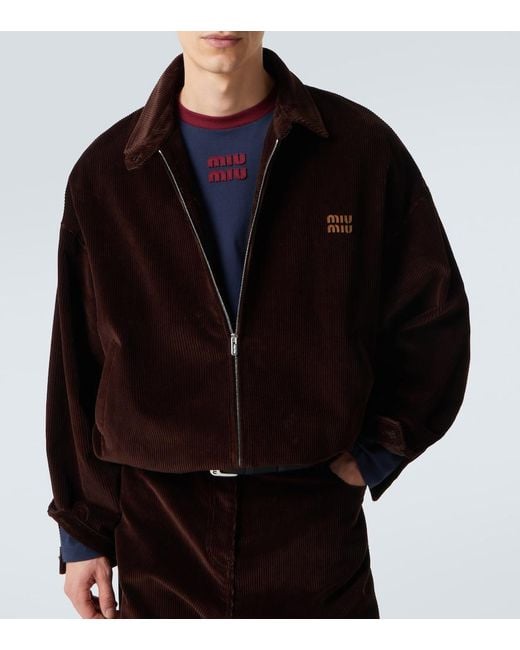 Miu Miu Black Cotton Corduroy Blouson Jacket for men