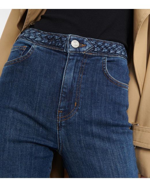 Jeans flared de tiro alto con trenzado FRAME de color Blue