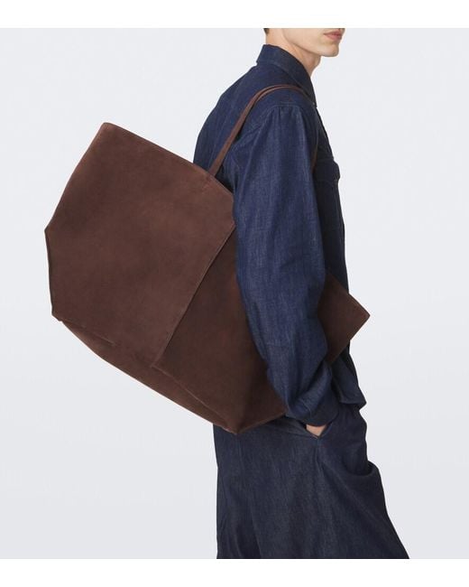 Jil Sander Brown Linea Maxi Suede Tote Bag for men