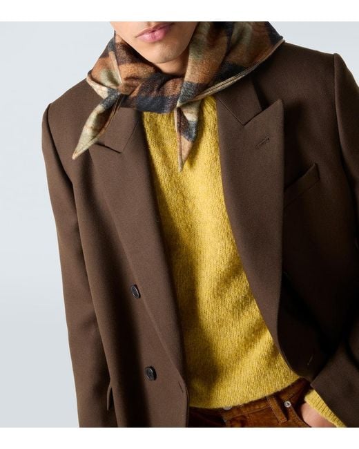 Dries Van Noten Brown Double-Breasted Wool Coat for men
