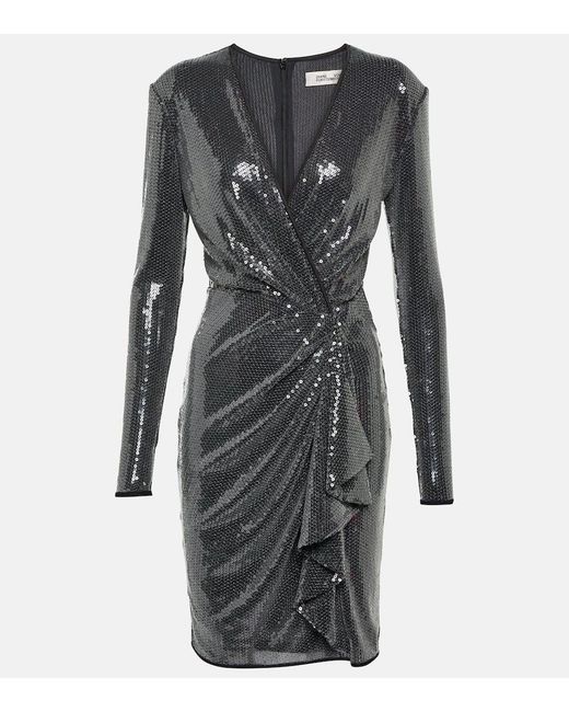 Diane von Furstenberg Gray Lexa Sequined Minidress
