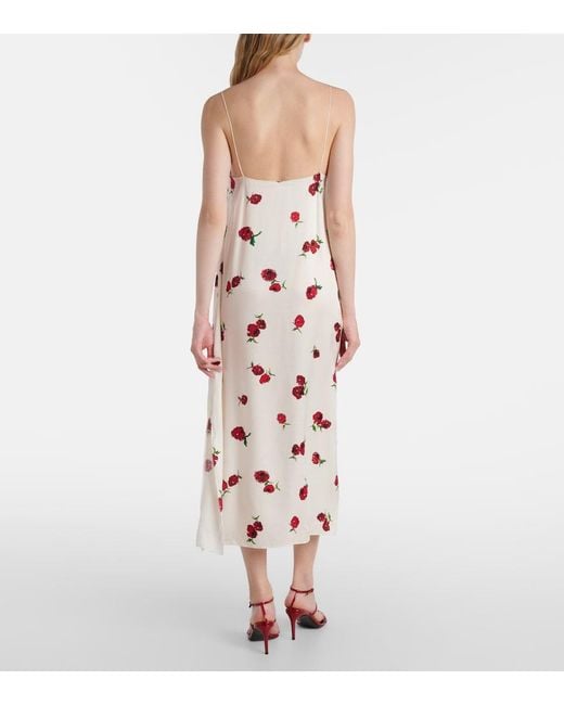 Khaite Pink Sicily Printed Twill Slip Dress