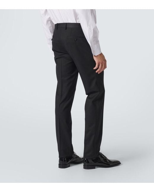 Dolce & Gabbana Black Wool And Silk-Blend Tuxedo Pants for men