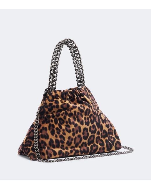 Stella McCartney Brown Falabella Mini Leopard-Print Top-Handle Bag