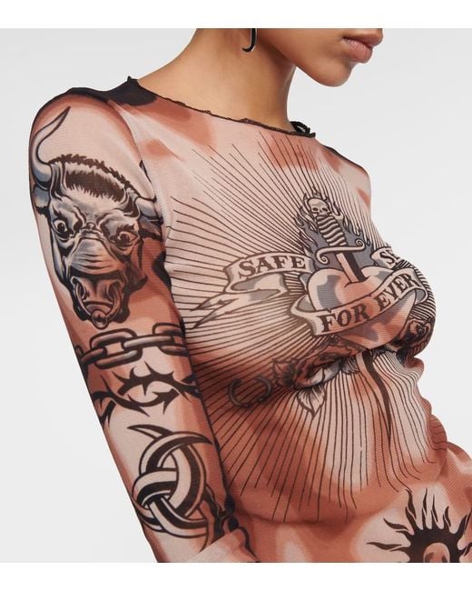 Top Tattoo Collection de tul Jean Paul Gaultier de color Pink
