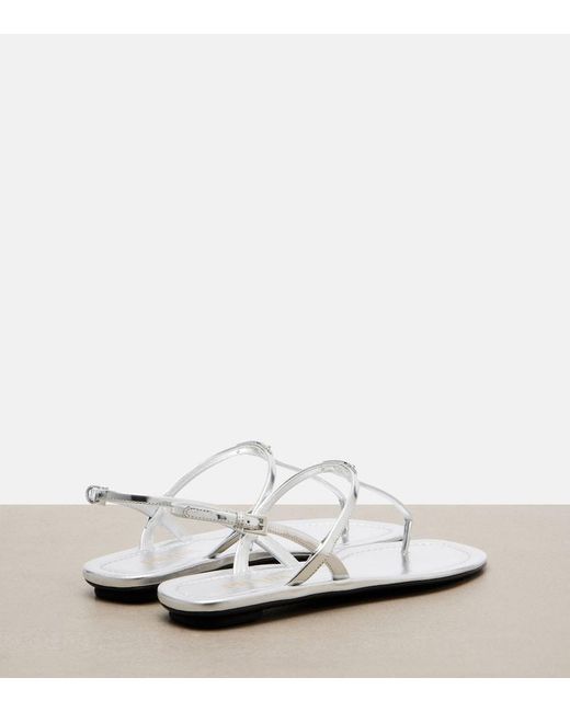 Prada White Metallic Leather Sandals