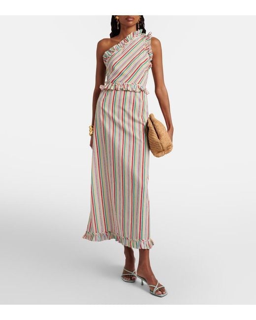 Rixo Multicolor Arabelle Striped Cotton Midi Dress